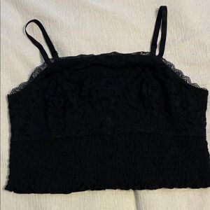 Torrid Black Smocked Lace Top